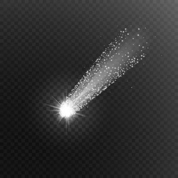 Vector illustration of Comet or meteor with a train of bright stars.