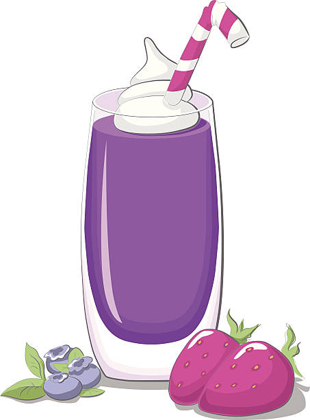Strawberry & blueberry smoothie Strawberry & blueberry smoothie. EPS 10. No transparanties. No gradients. clotted cream stock illustrations