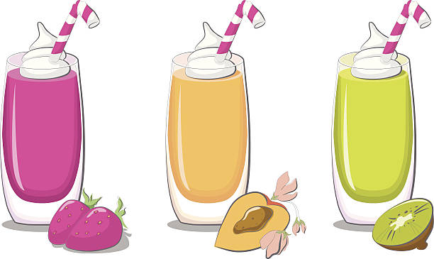 Healthy fruit smoothies (strawberry, peach, kiwi) Healthy fruit smoothies (strawberry, peach, kiwi). EPS 10. No transparencies. No gradients. clotted cream stock illustrations