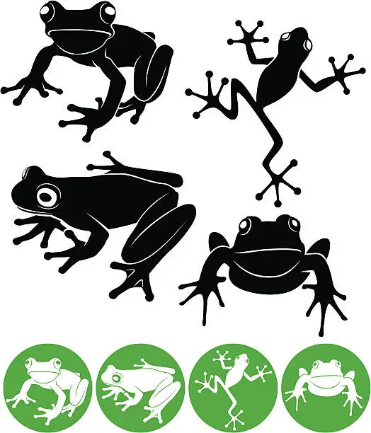 Vector illustration of A poster filled with frog drawings
