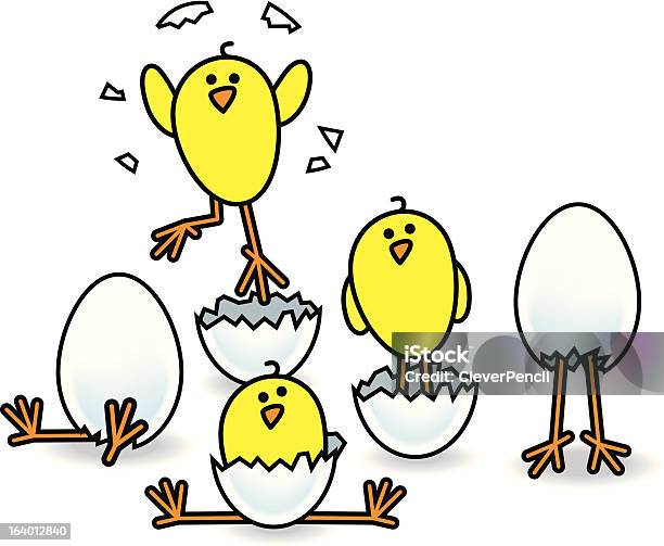 Ilustración de Cinco Pollos Salir Del Huevo De Pascua Con Huevos y más Vectores Libres de Derechos de Pollito - Pollito, Concha - Parte del cuerpo animal, Surgimiento - Conceptos