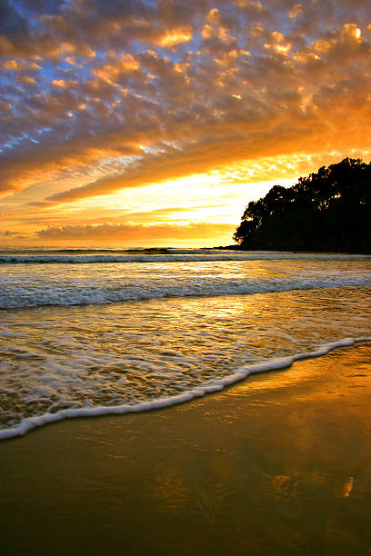 sunshine coast, austrália - sea cirrocumulus landscape one person - fotografias e filmes do acervo