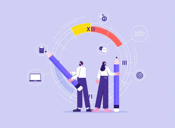 Vector illustration of Project management timeline, or business deadline concept