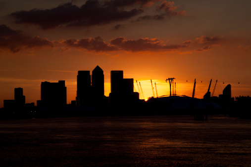 Silhouette of the Financial skyscrapers in the City of London
