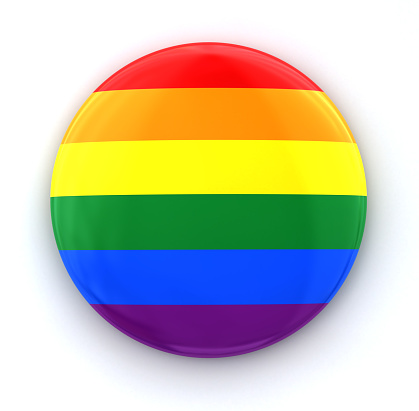 Rainbow badge. Digitally Generated Image isolated on white background