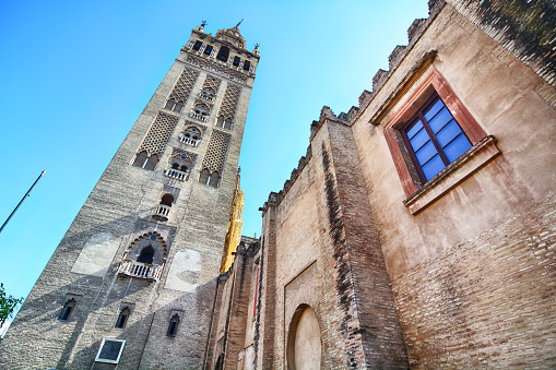 The Giralda is the bell tower of the Seville Cathedral, Spain