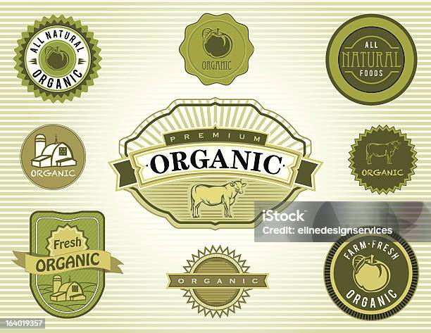 Ilustración de Vector Conjunto De Etiquetas De Los Alimentos Orgánicos Y Naturales y más Vectores Libres de Derechos de Agricultura