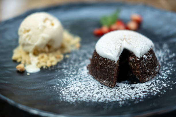 istock Chocolate Lava with whipped cream and ice-cream 1640235661