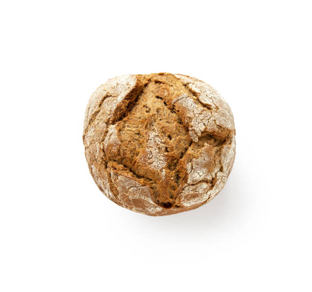 istock Whole wheat fresh baked bread bun isolated on white background 1640237978