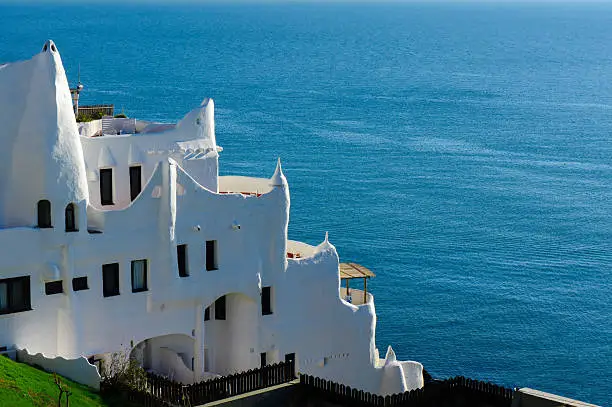 A view of the Casapueblo resort located in Punta Ballena, Uruguay and built by the famous uruguayan artist Carlos Paez Vilaró.