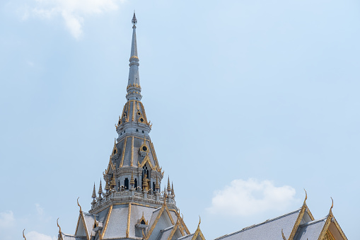 Roof of the chapel of Wat Sothon Wararam Worawihan. A public temple in Chachoengsao province, Thailand