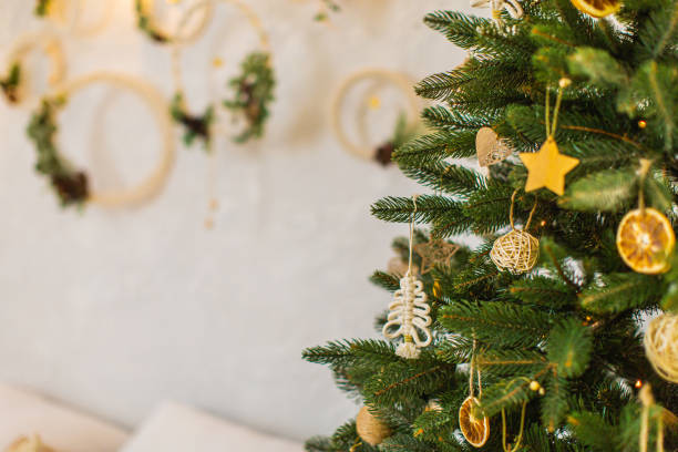 New Year's tree with garlands and toys