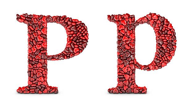herz buchstabe p - letter p alphabet three dimensional shape red stock-fotos und bilder