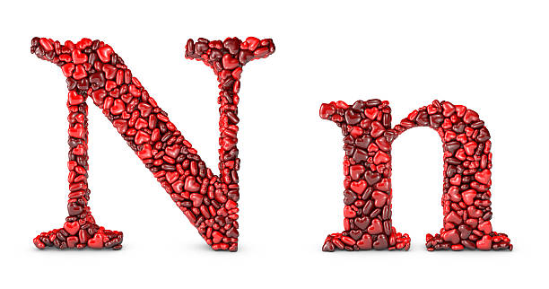 serce litera n - letter n alphabet three dimensional shape red zdjęcia i obrazy z banku zdjęć