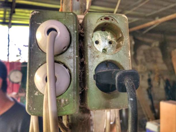 istock two electrical terminal boxes attached to a pole with several electrical plugs for wooden furniture 1640253900