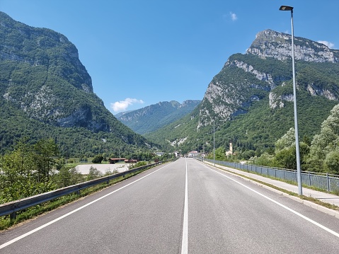 Scenic road near Cimolais in province of Pordenone in Italy