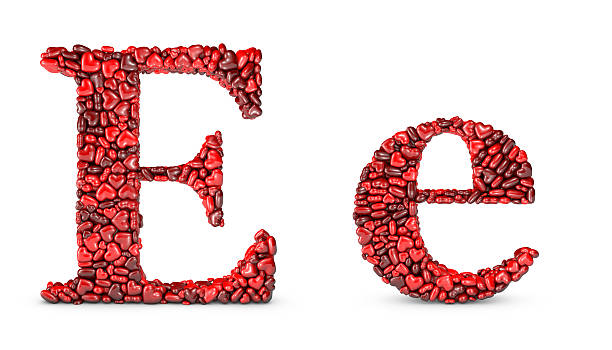 Heart Letter E A series of heart letters and digits, Letter E on white background 3d red letter e stock pictures, royalty-free photos & images