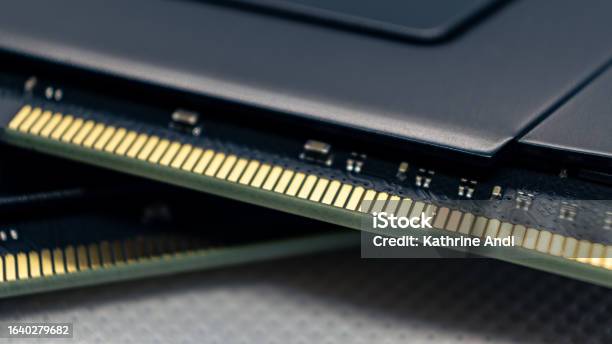Computer Memory Dram Ddr4 Dram Memory Module Computer Hardware Closeup Stock Photo ...