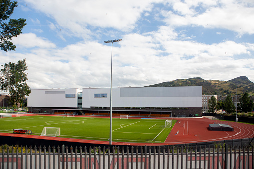 football stadium near holyrood park of edinburgh scotland england