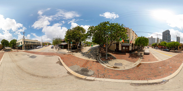 Fort Lauderdale, FL, USA - August 25, 2023: Downtown fort Lauderdale 360 equirectangular photo Dicey Rileys Irish Pub