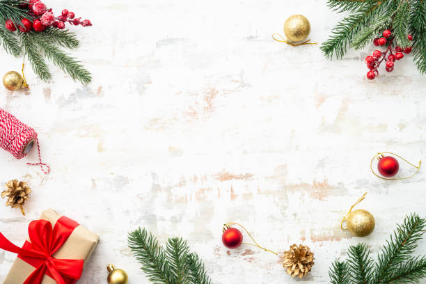 istock Christmas holiday decorations at white background. 1640288062