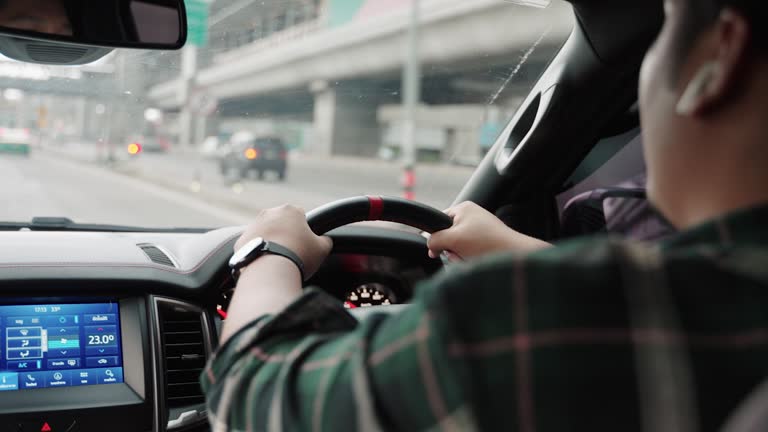 Man driving car