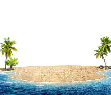 3d illustration of island paradise isolated. beach mock up.