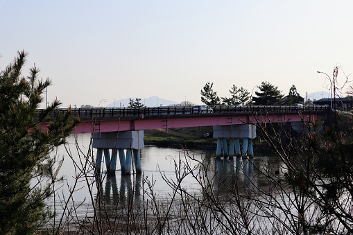 Japanese countryside bridge scenery photo