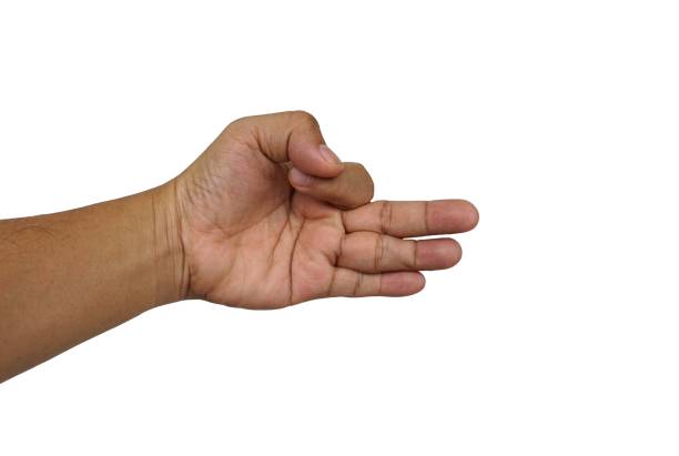 istock Man's hand to symbol isolated on white background with clipping path, abstract sign concept. 1640364546