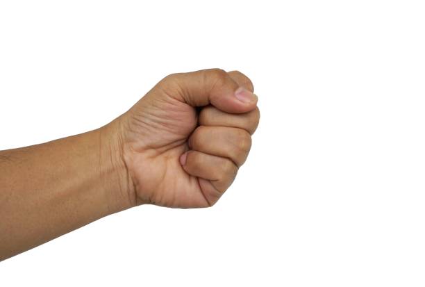 istock Man's hand to symbol on white background with clipping path, abstract sign concept. 1640364550