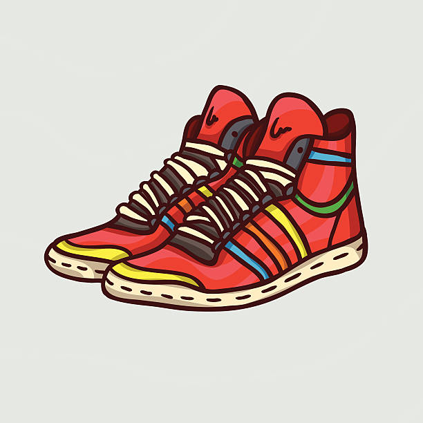 Red sneakers vector art illustration