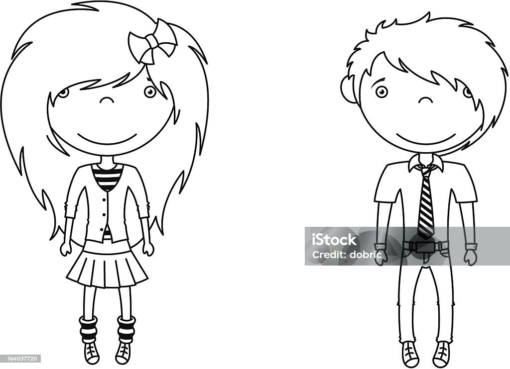 Sweet emo couple Cute trendy emo boy and girl Boys stock vector