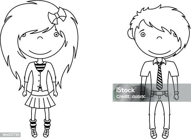 Sweet Emo Couple Stock Illustration - Download Image Now - Boys, Child, Emo