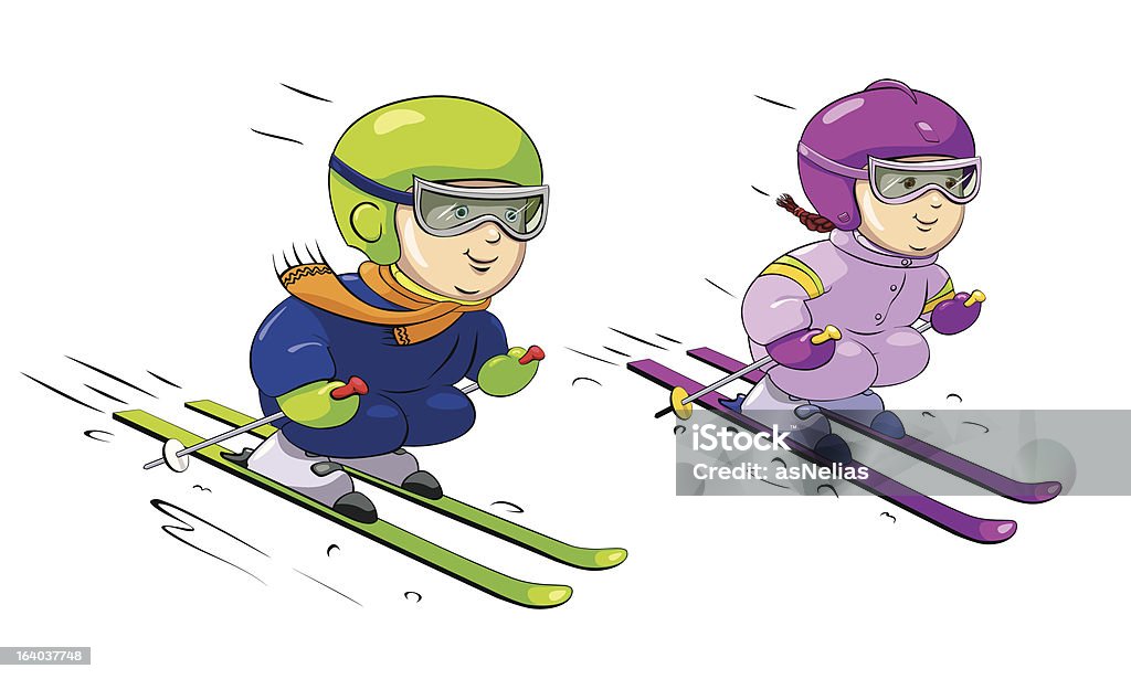 Dzieci Sport narciarski - Grafika wektorowa royalty-free (Dziecko)