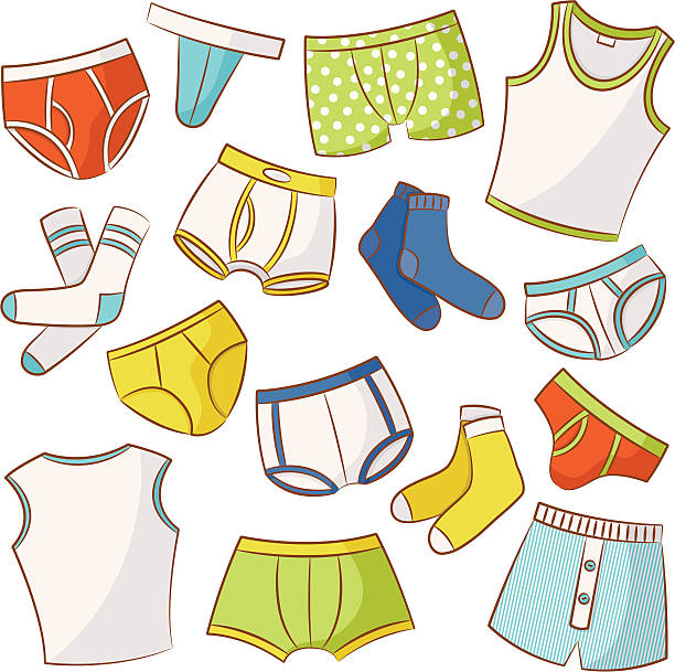 набор иконок мужской underwear - swimwear bikini lingerie panties stock illustrations