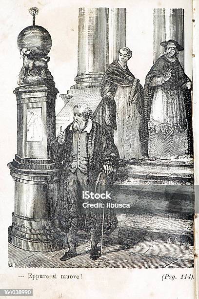 Eppur Si Muove Illustration Of Galileo Galilei On Antique Book Stock Illustration - Download Image Now