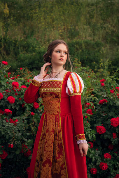 istock Medieval princess in rose garden 1640397228