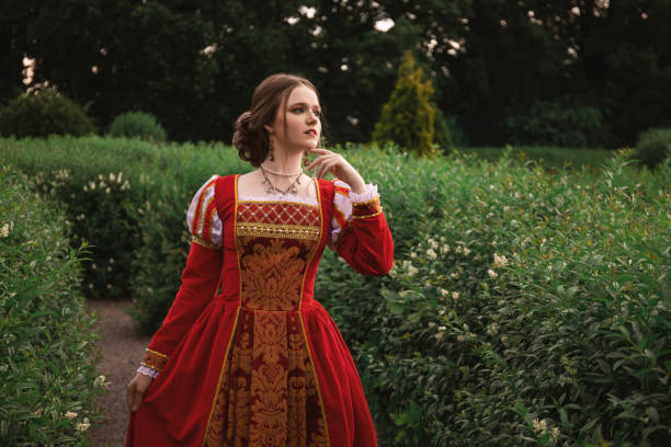 Medieval princess walking in the park