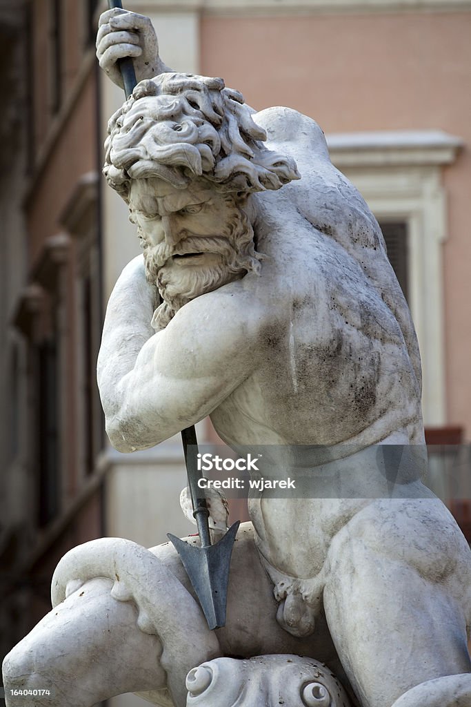 Roma-Piazza Navona, Fontana di Nettuno - Foto stock royalty-free di Antico - Condizione