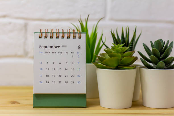 istock Calendar for September 2023. Desktop calendar for planning, assigning, organizing and managing each date. 1640420349