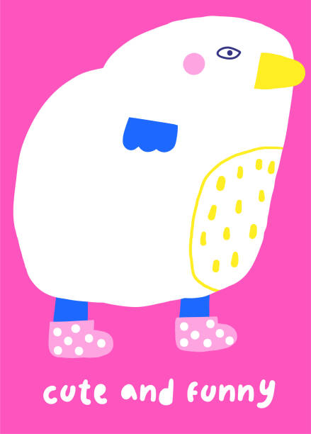 Cute doodle birthday, baby shower card Cute doodle birthday, party, baby shower card, brochure, invitation with bird baby chicken. Cartoon character, object background. Printable template birthday and invitation card animal background with chicken stock illustrations
