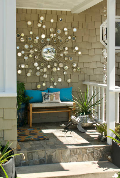istock Cute cottage with charming decor on the front porch 1640451628