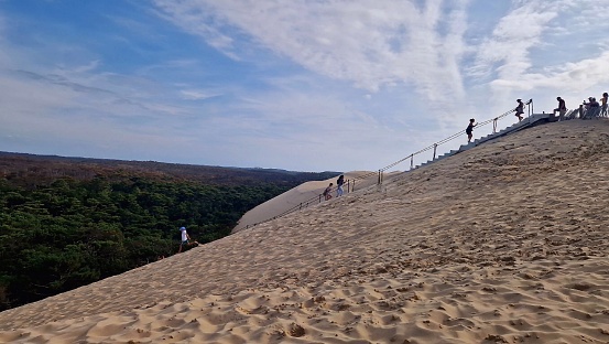 Seen of the staircase of the great dune of the pilat with tourists