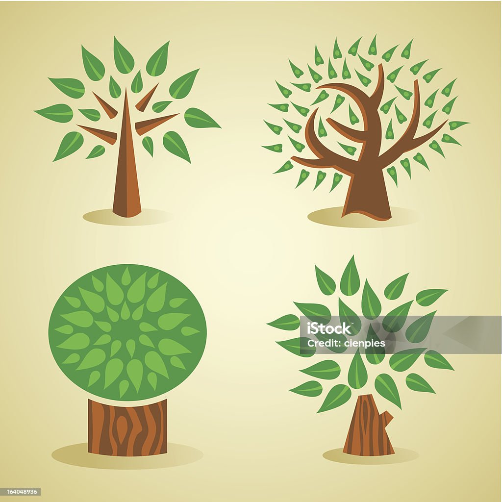 Pretty Simple Tree Simple Tree Set Stock Illustration - Download Image Now - Art, Art And ...