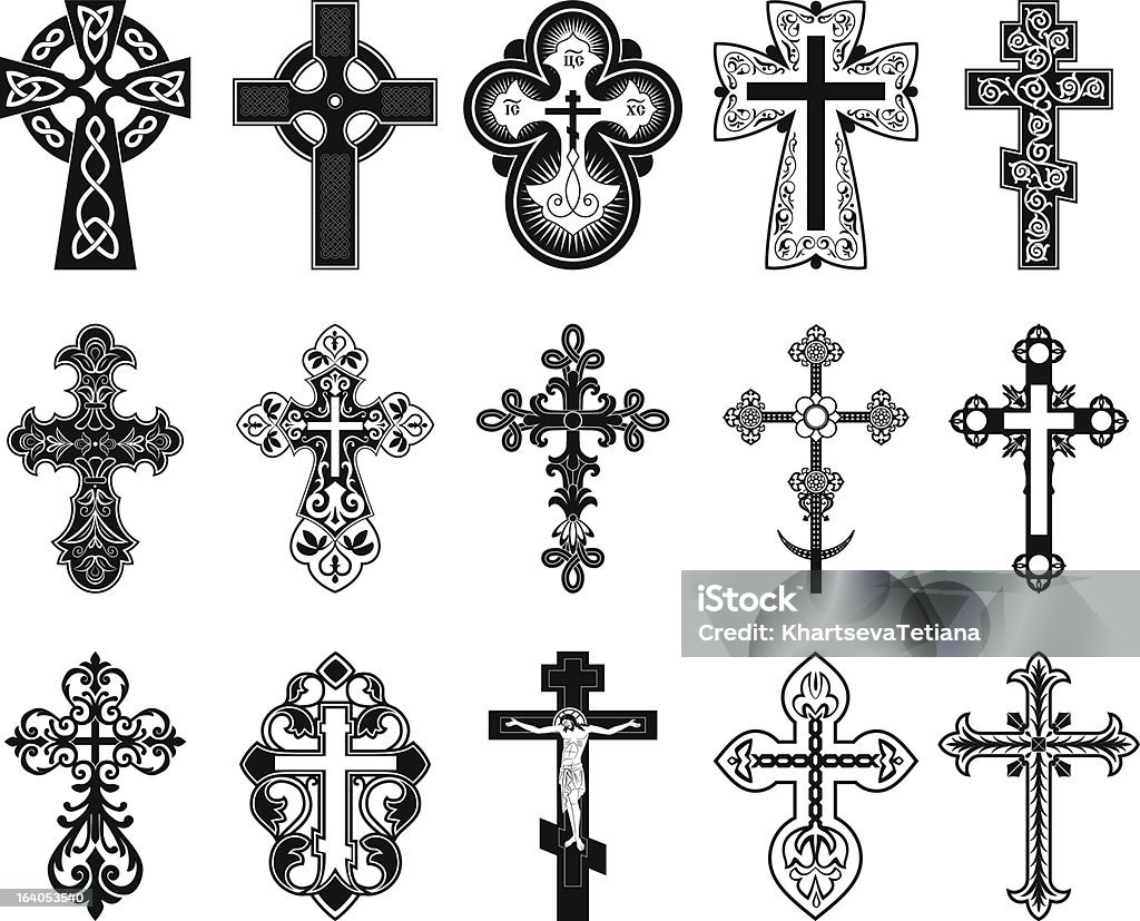 Set of crosses. Eps10. Image contain transparency and various blending modes. Religious Cross stock vector