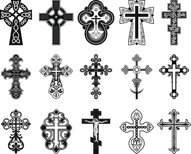 Vector illustration of Set of crosses.