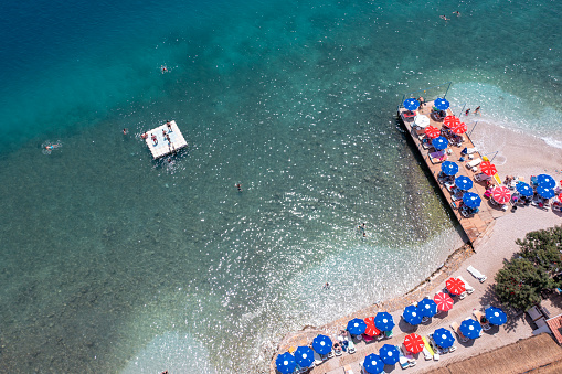 Aerial view of  Kas beach in Antalya with by drone