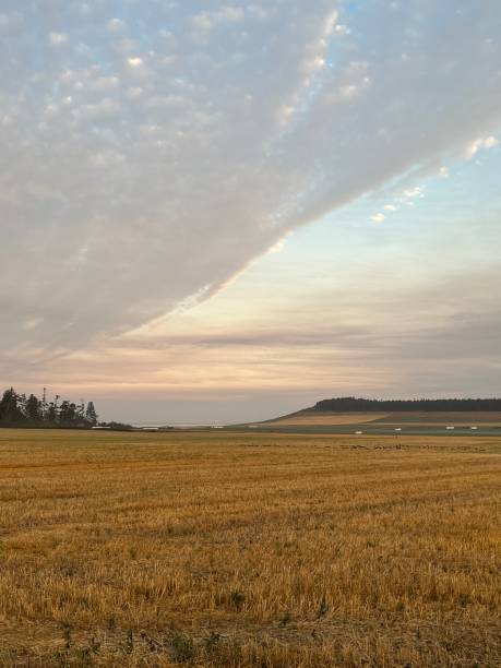 istock Cloud break over farmland at bluffs on Whidbey Island. 1640633977