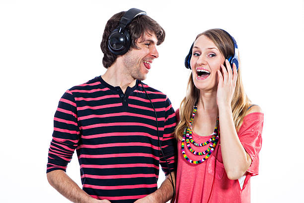 istock Couple with headphones 164063835