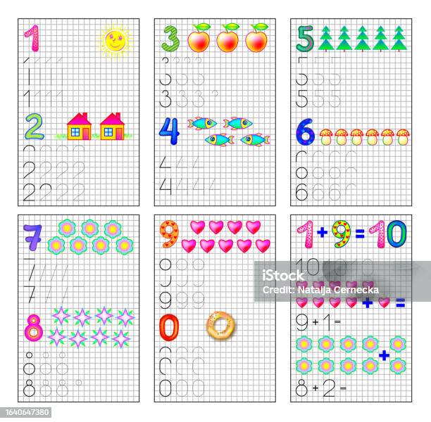 Math Text Numbers Worksheets For Kids School Math Textbook Learn Numbers Set Of ...